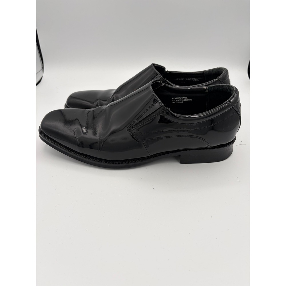 French Shriner Grenada Loafers Mens 11M Black Patent Leather Slip On Shoes